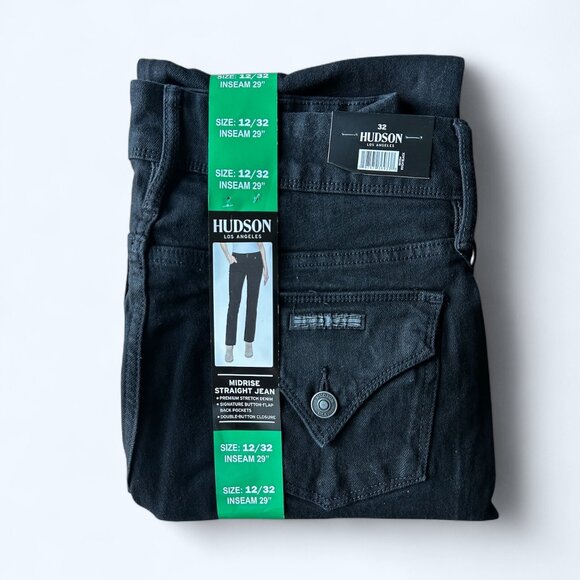 Hudson Los Angeles Women's Straight Leg Jeans Black Size 12/32 - Picture 4 of 7